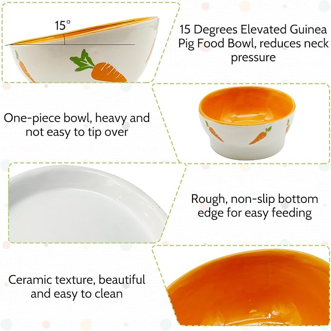 PINVNBY Multi-Purpose Plastic Rabbit Litter Box Set, 5 Disposable Pet Pads, Mini Broom & Dustpan, Ceramic Rabbit Feeding Bowl - Ideal for Rabbits, Guinea Pigs