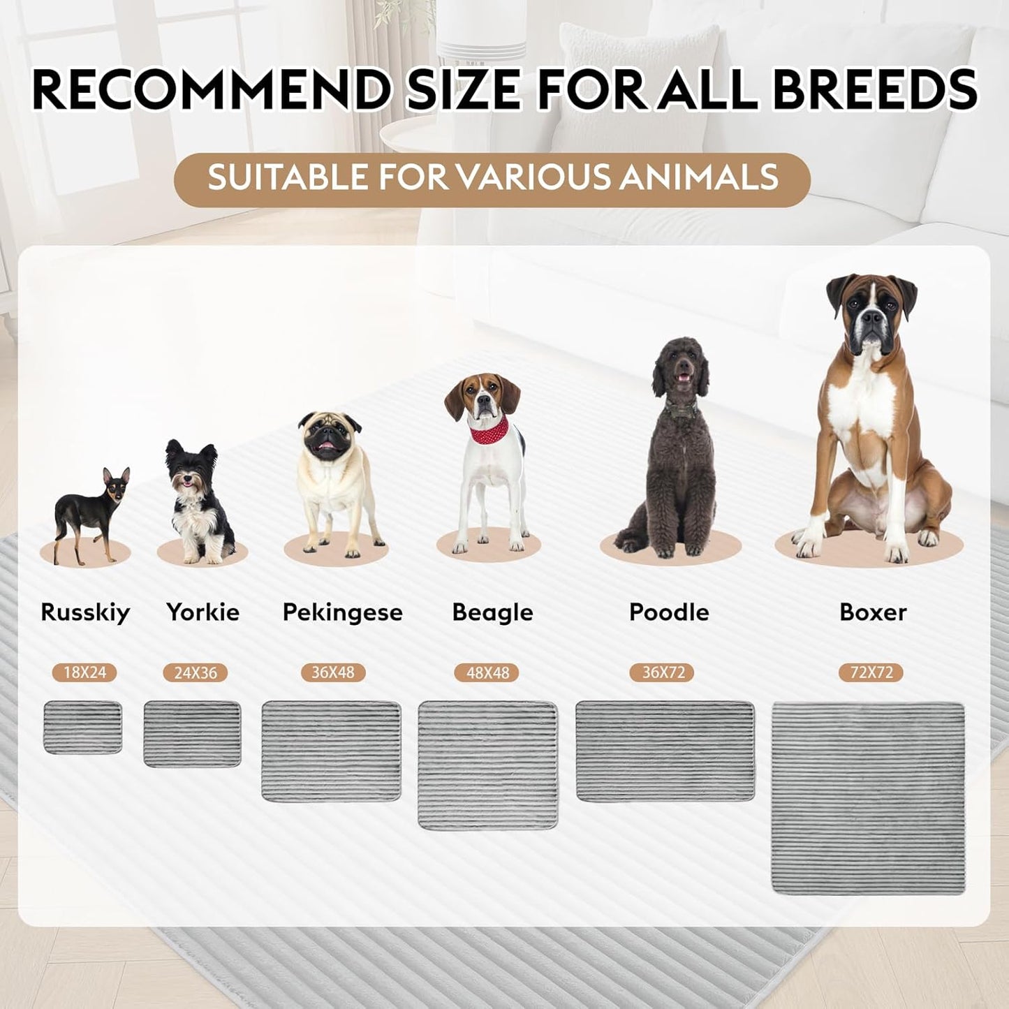 Flannel Washable Pee Pad for Dogs - 4 Pack Reusable Dog Pee Pads, Puppy Pads, Fast Absorb Pet Playpen Mat with Non-Slip Back, Waterproof Puppy Training Pad. (Light Grey, 18" X 24")