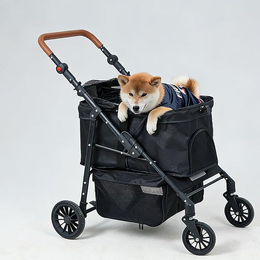 Medium Pet Stroller for Small & Medium Dogs, Double Dog Stroller for 2 Dogs, 80 Lbs Capacity Lightweight Integrated Design, Easy Setup Durable Pet Cart with Safe & Comfort Travel