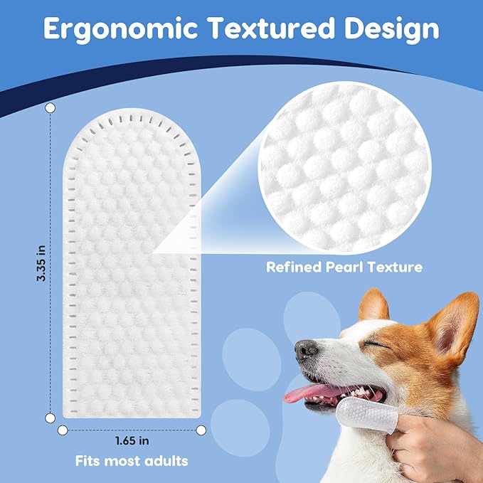 Dog Dental Care Wipes - 60Ct Tooth Brushing kit, Heavy Duty Teeth Cleaning for Dogs & Cats, Remove Tartar & Plaque, Dog Breath Freshener, Dog Toothbrush & Toothpaste Alternatives (Coconut)