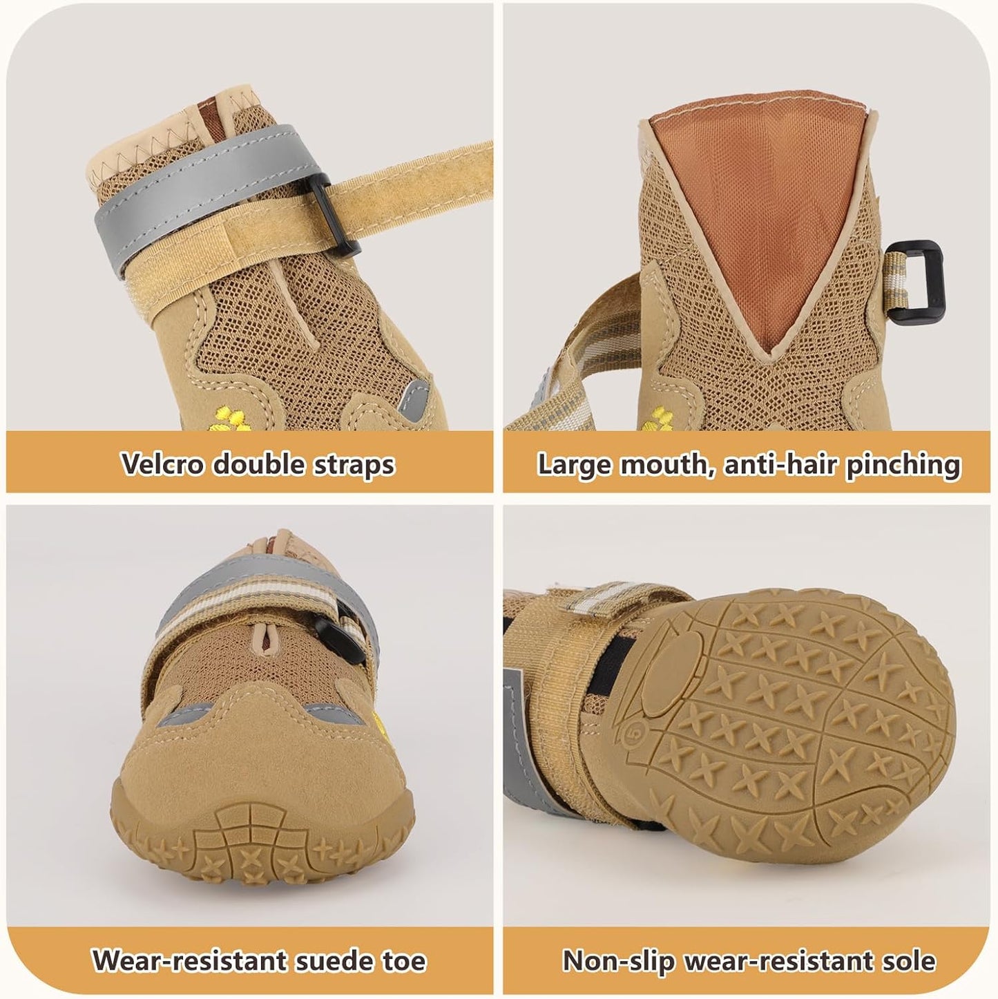 Dog Shoes for Large Medium Small Dog, Mesh Breathable Dog Shoes for Hot Pavement, Anti-Slip Dogs Boots Paw Protectors with Reflective for Outdoor Walking Indoor Hardfloors (Size 8)