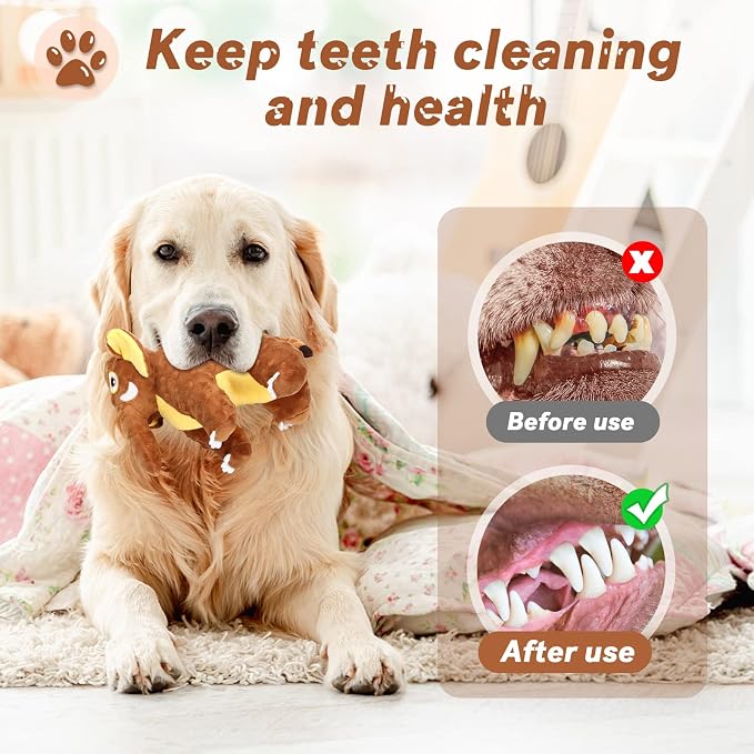 Letsmeet Dog Toys Durable Squeaky Plush Dog Toy for Puppy Teething Dog Chew Toys for Small, Middle, Large Dogs