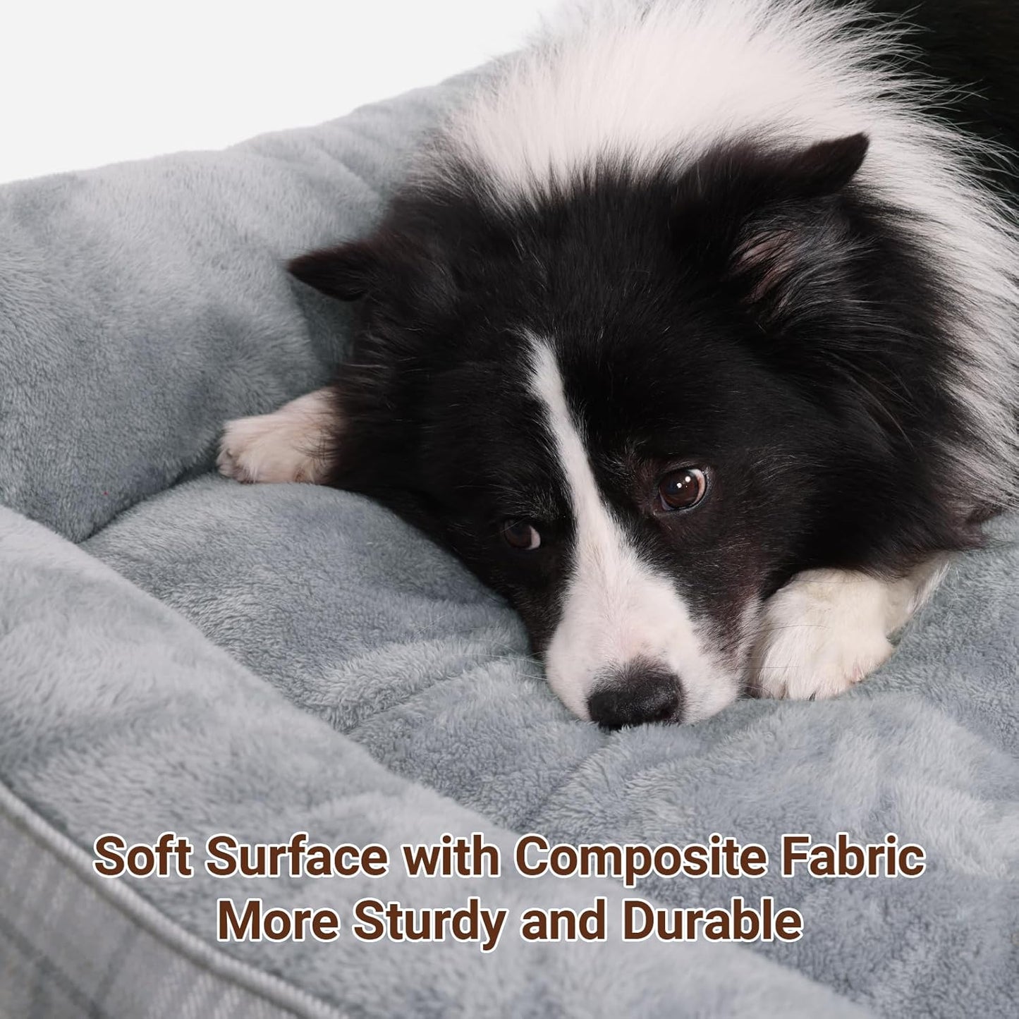 MIHIKK Rectangle Dog Beds for Extra Large Dogs & Cats, Orthopedic Sleeping Pet Bed for Couch with Durable Puppy Cuddler and Anti-Slip Bottom Machine Washable 44 * 30 Inch (Gray)