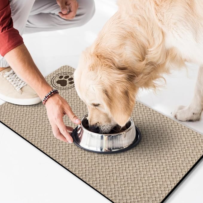 Pet Feeding Mat for Floors Waterproof Dog Mat for Food and Water Absorbent Quick Dry Non Slip mat for Cat Bowls
