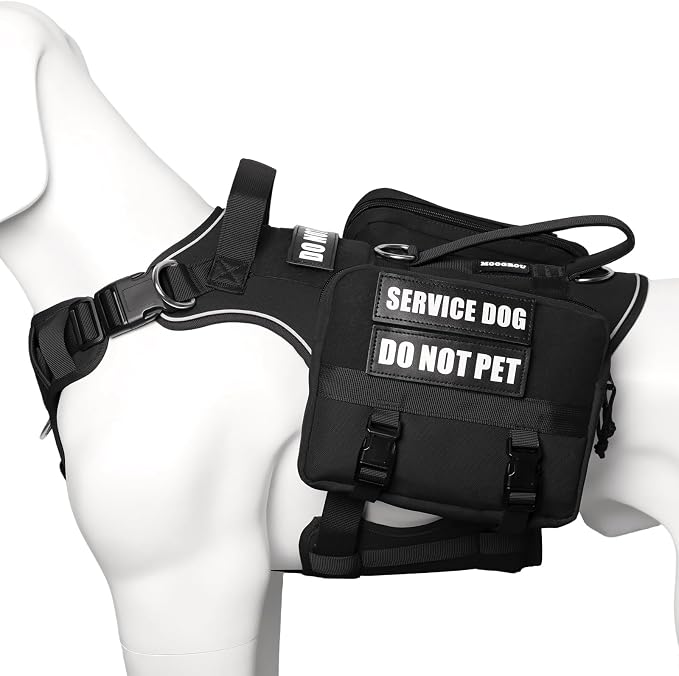 Service Dog Vest with Removable Backpack for Medium Sized Dog Black M