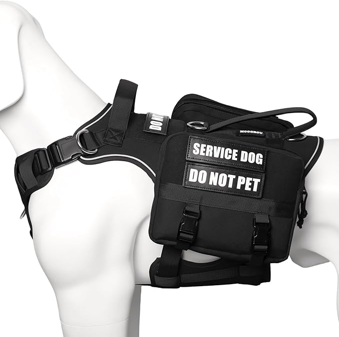 Service Dog Vest with Removable Backpack for Large Dogs Black L | No Pull Adjustable Dog Harness with Pockets,Soft Padded Handles&Molle for Patches,Heavy Duty for Training Hiking Hunting
