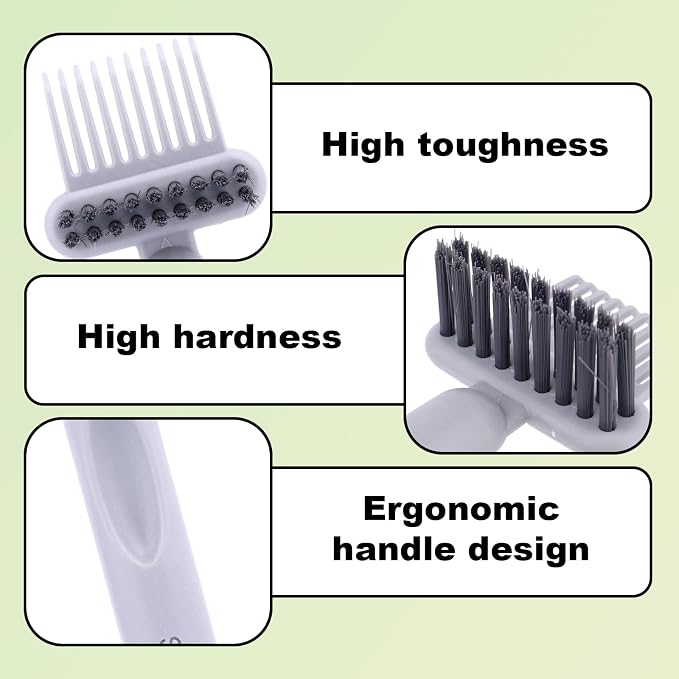 2-in-1 Comb Cleaner with Pick and Bristles, Portable Hair Brush Cleaner Tool Hairbrush Cleaning with Ergonomic Handle for Home Salon Travel Use Hairstylist Essentials (Gray)