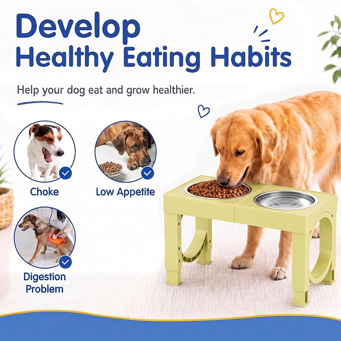 XIAZ Elevated Dog Bowls Large Breed Raised Dogs Bowl Stand Large/Medium Sized Dog Stainless Steel Food Water Bowl Stands 5 Heights Adjustable 9/11/12/15in Pet Feeder Dish Station
