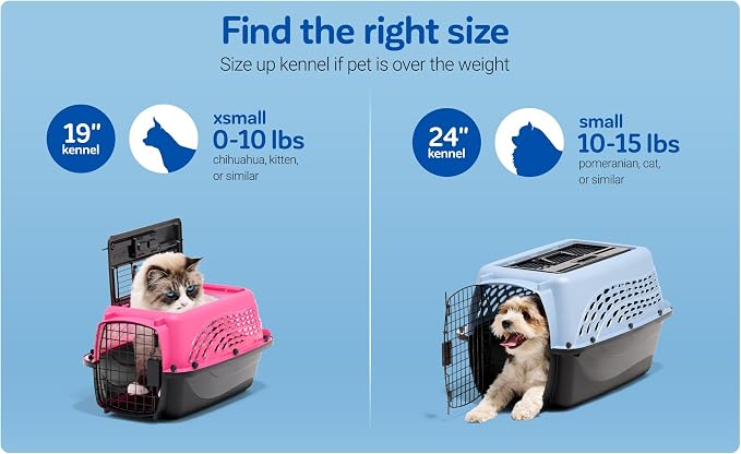 Petmate Dog Crates for Small Dogs & Cat Carriers, Two-Door Plastic Pet Kennel, Top & Front Loading, Made in USA, 24" For Pets Up To 15 lb, Pearl Tan | Plastic pet kennel made in USA, for small pups and kittens, dual entry design, great for travel and v...