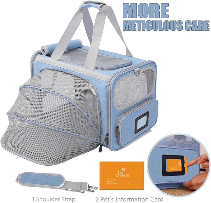 Small Dog Carriers Airline Approved,Blue Cats Travel Bag,Personality,Expandable,Ventilated,Sturdy Pets Carriers Rabbits Bunny Puppies Cage Small Animals Outdoor Carry Kennel
