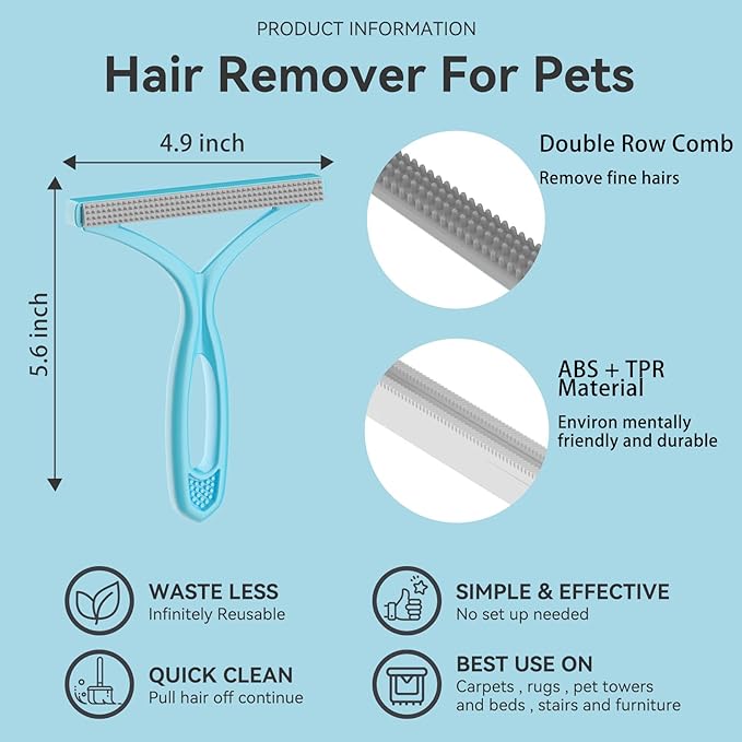 SOCCSO Carpet Rake Pet Hair Remover, 60" Long Rubber Broom, 3 Pack | Dog Cat Fur Remover, Carpet Scraper, Rug Rake, Scraper Brush, Carpet Brush, Carpet, Rugs, Car Mats, Couch, Pet Bed, Furniture