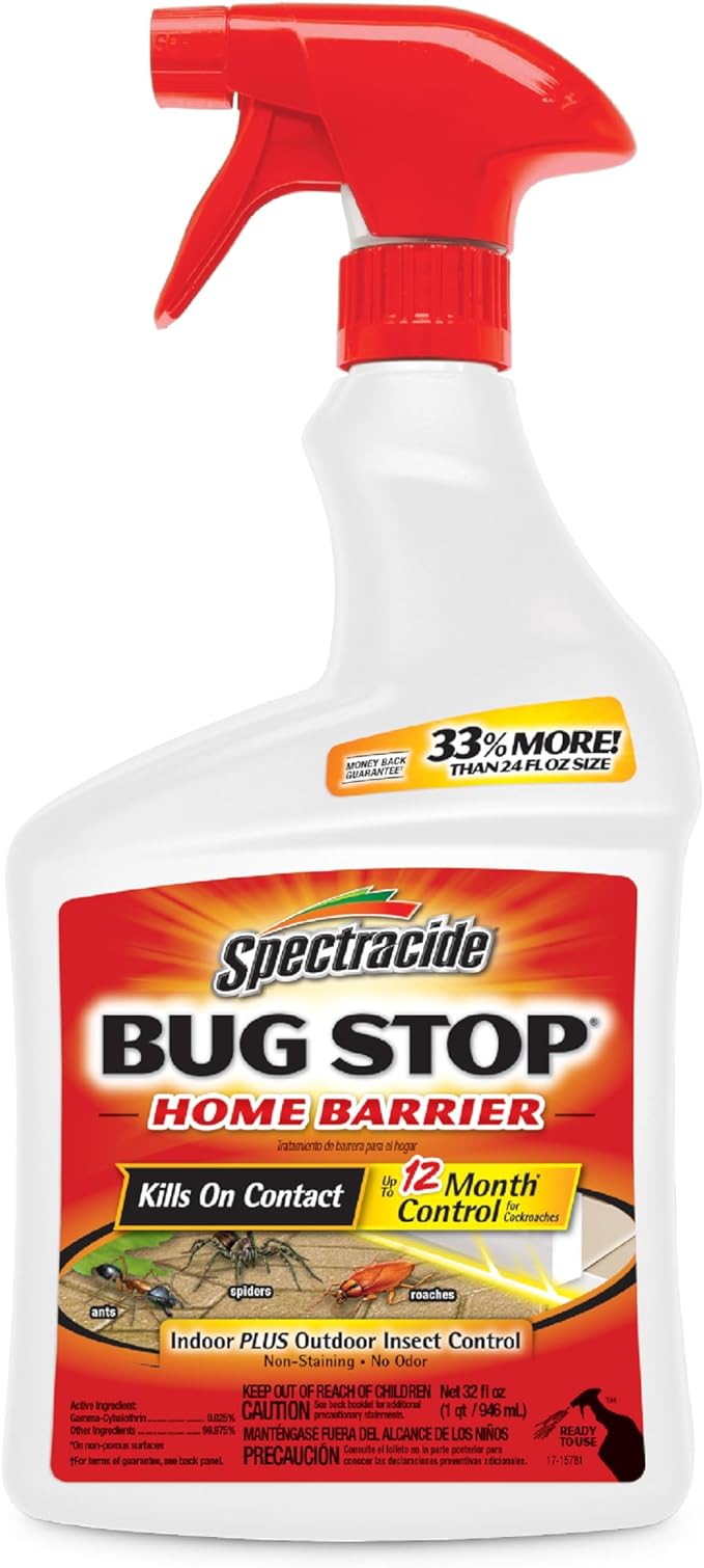Spectracide Bug Stop Home Barrier 32 Ounces, Ready-To-Use Indoor Plus Outdoor Insect Control