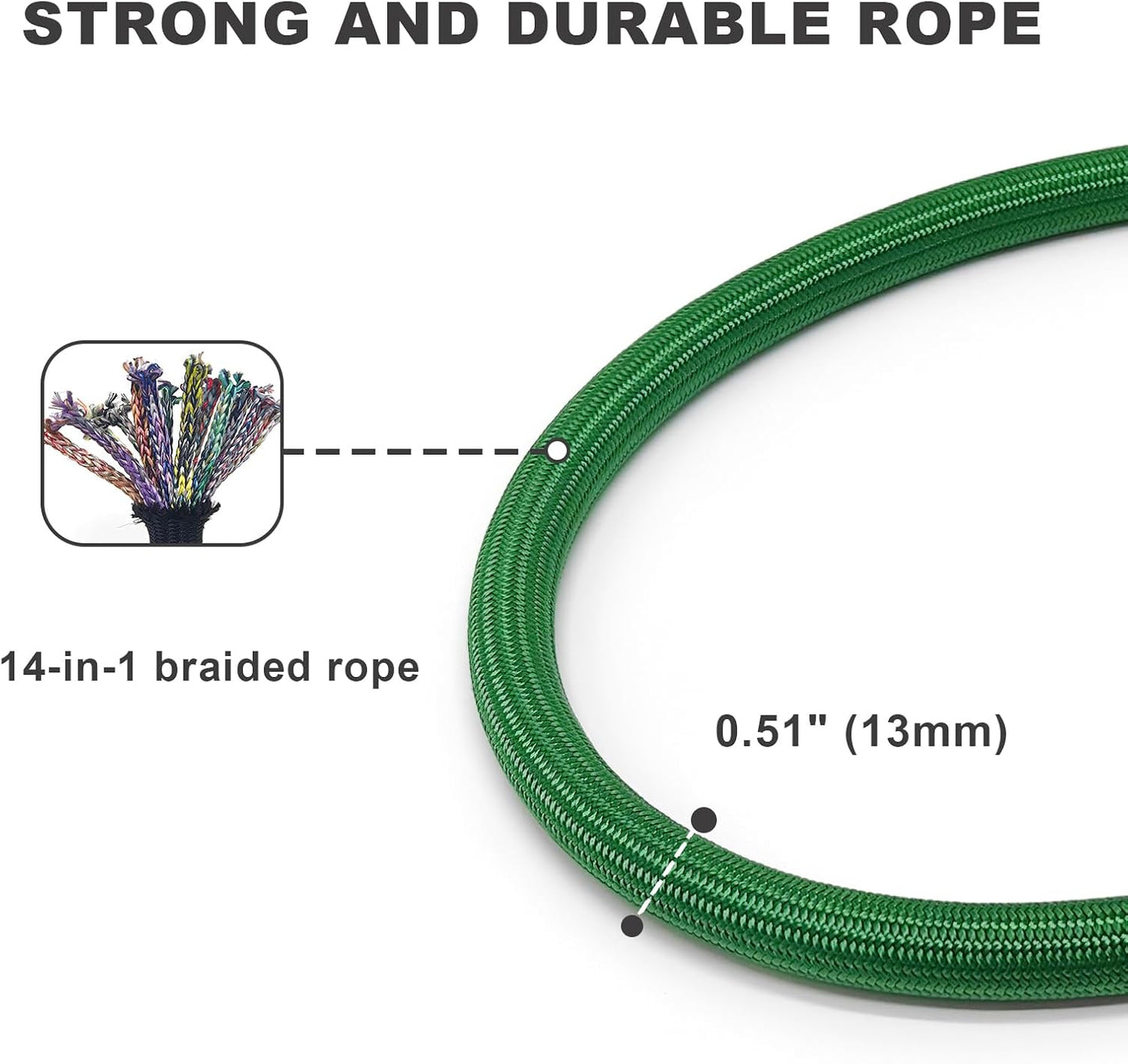 Rope Dog Leash, 4 ft Heavy Duty Dog Leash with Aviation Aluminum Auto Locking Carabiner, Strong Nylon Pet Lead for Small, Medium, Large Dogs (Green, 4FT)