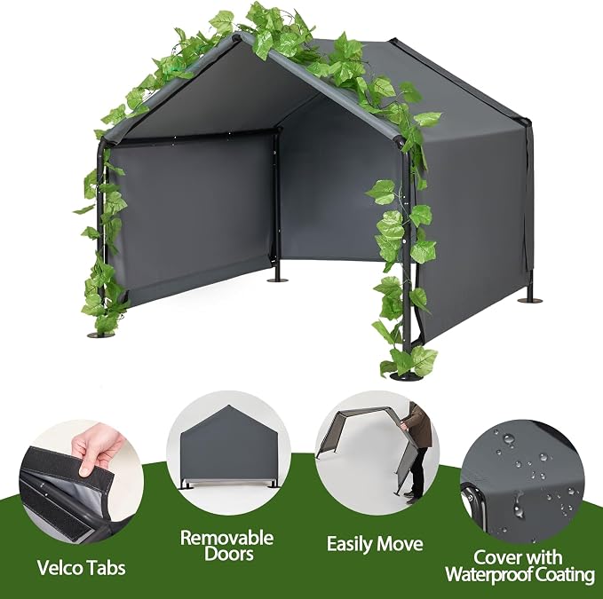 Large Dog Shade for Outside - Outdoor Dog Canopy Pet House Dog Tent Shelter | 4 x 4 x 3.3 ft Dog Tent with Upgraded Doors, Outside Sun Rain Snow Canopy Pet House for Dogs, Dog House for Small Animals