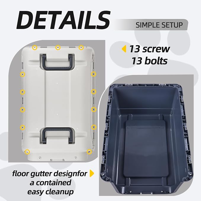 Elevon Plastic Kennels, Plastic Dog Crate, Airline Approved Pet Carrier for Dogs and Cats Longer Traveling, XL