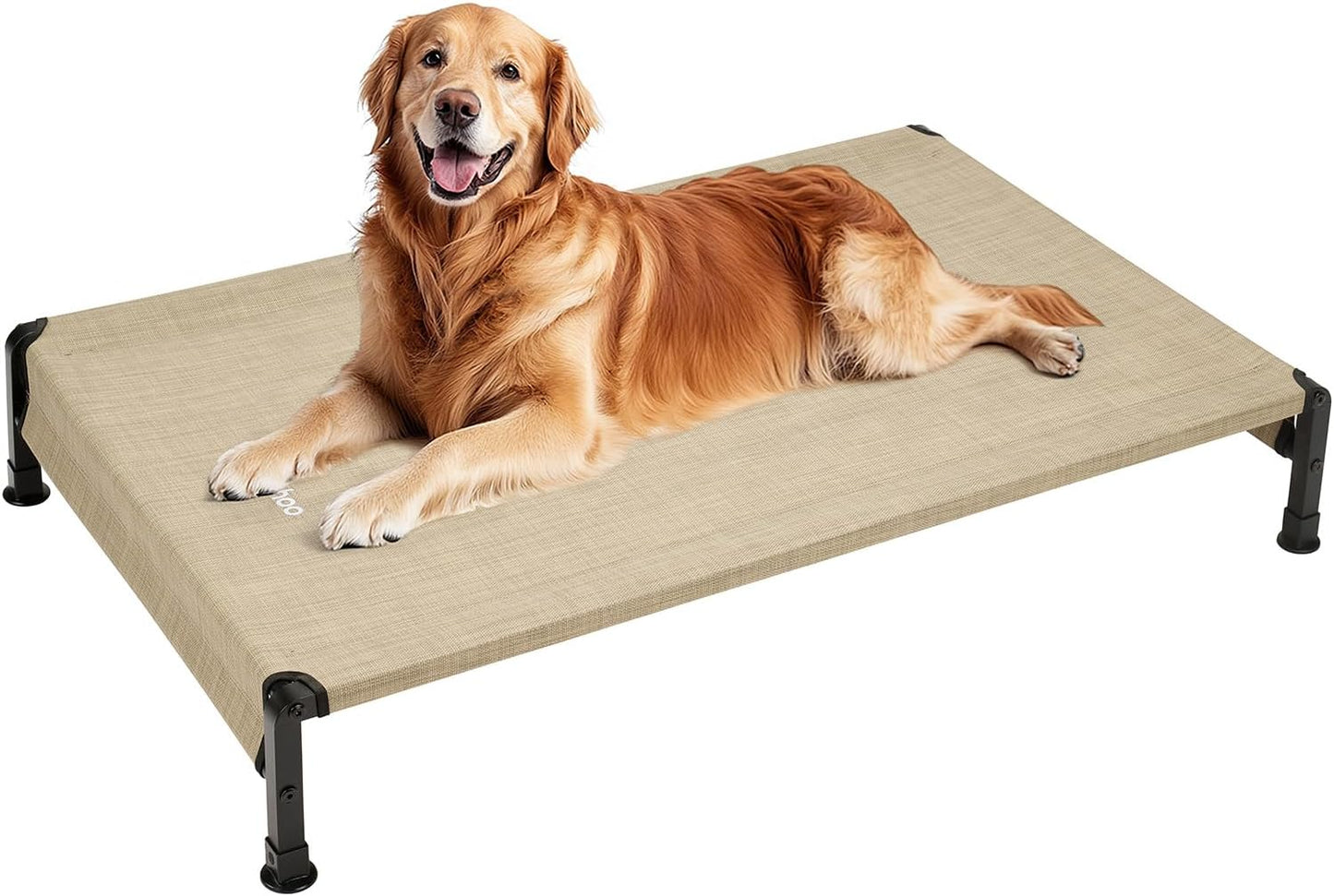 Veehoo Cooling Outdoor Dog Bed, Heavy Duty Elevated Pet Bed with Washable & Breathable Teslin Mesh, Non-Slip Silicon Feet, Dog Cot Bed with Support Hem, 47" x 29", Beige Coffee, CWC2433