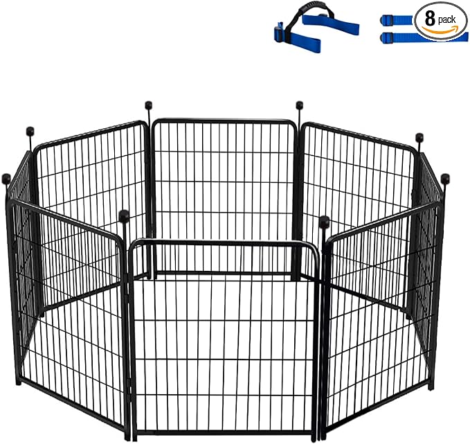 Okaygardn Tall Garden Fence Without Gate, 54 in(H) Dog Fences for The Yard, 8 Panels Total 17.7 Ft(L) Outdoor Dogs Fence, Modular Fencing,Dogs Fences Outdoor for Yard. Garden Fencing