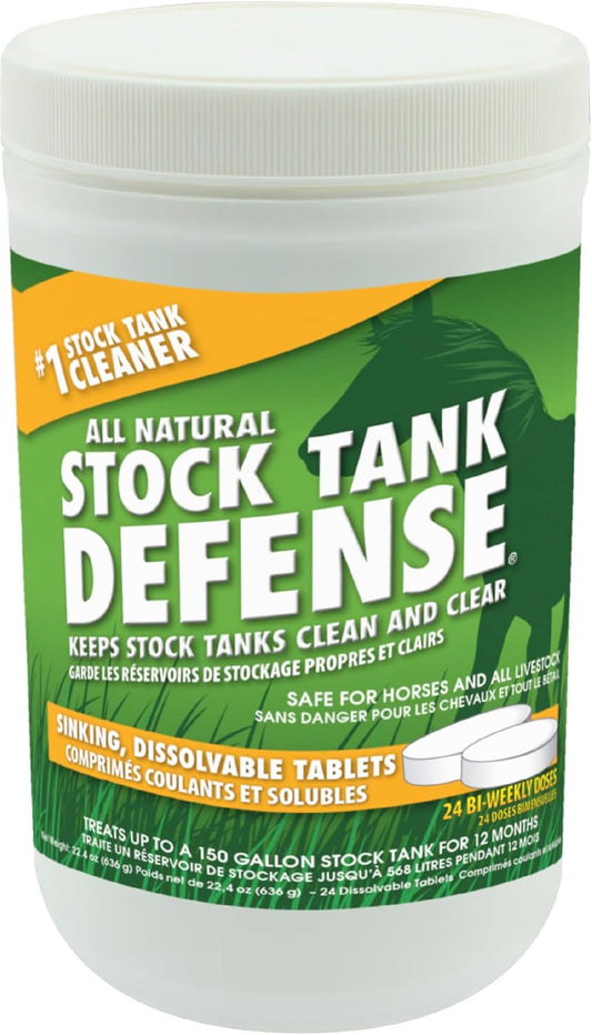 Airmax Stock Tank Defense, Livestock Water Trough Cleaner, Clean Drinking Tanks for Horse, Cattle, Goat & Chicken, Safe & Easy-to-Use Cleaning Tablet Treatment for Farming & Agricultural Use, 24 Tabs