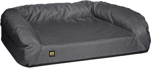 K9 Ballistics Tough Bolster Orthopedic Sofa Dog Bed with Removable Washable Cover - Durable, Water Resistant with Nonskid Bottom - X-Large, Titanium Premium Finish