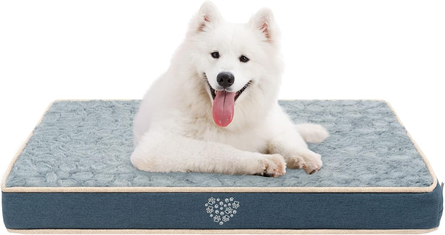 VANKEAN Waterproof Dog Pad Bed Mat Reversible (Warm&Cool), Removable Washable Cover & Waterproof Inner Lining, Pet Mattress for Cats and Dogs, Joint Relief Crate Bed, Navy