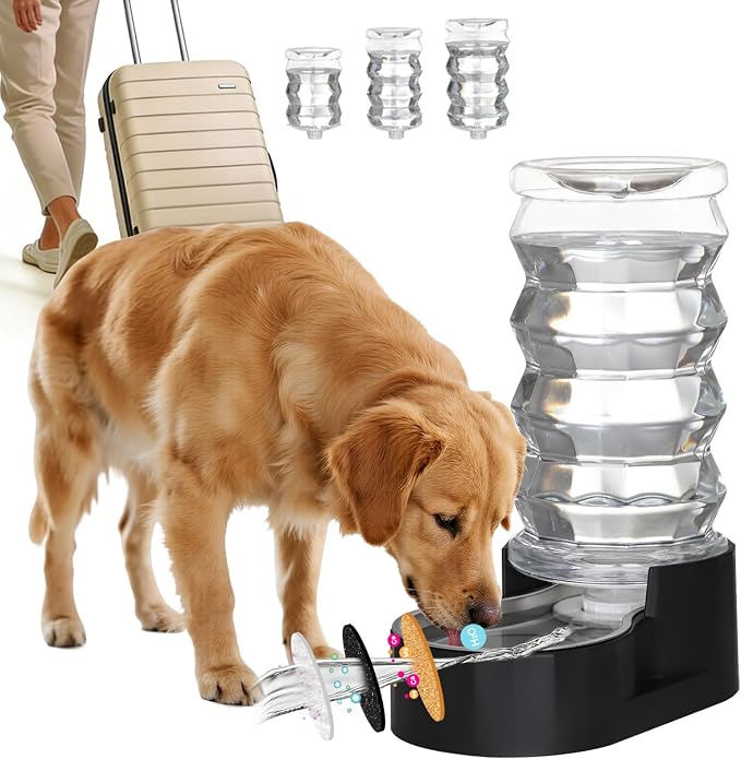 RIZZARI 8L Dog Water Bowl Dispenser:Spill Resistant Multi Pet Solution | Cleaner Drinking Water / Dishwasher Safe Bowl / Auto-Refill with No Pump / Spill Resistant / No Electricity