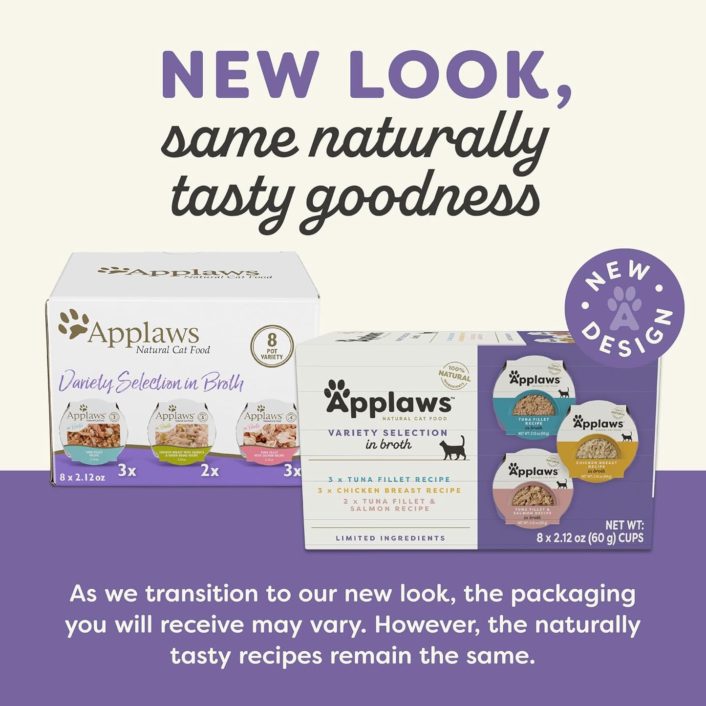 Applaws Natural Wet Cat Food, Limited Ingredient, Grain-Free, Protein with No Artificial Additives, Variety Pack in Broth (8X 2.12 oz Easy-Open Cups)