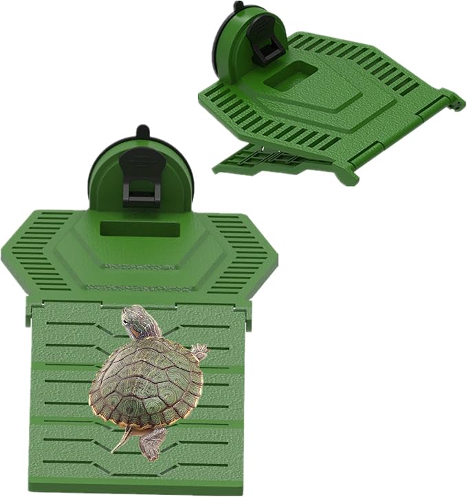 Turtle Resting Basking Platform, Turtles Ramp Tortoise Foldable Climbing Ladder Resting Terrace for Frog Terrapin Reptiles Amphibian Habitat Hideouts Aquarium Floating Dock (Green, S)