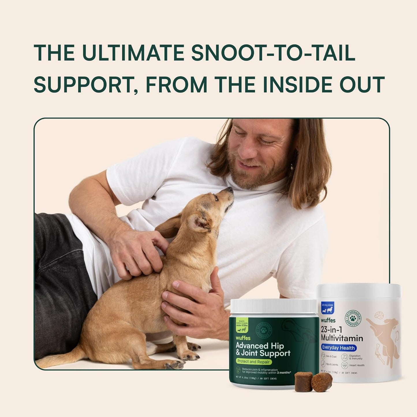 Wuffes Hip and Joint Supplement for and 23-in-1 Multivitamin Bundle for Dogs (Small & Medium Breed)