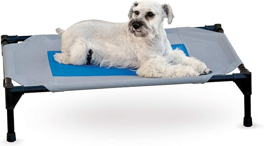 K&H Outdoor Elevated Dog Bed, Coolin' Pet Cot, Medium 32x25in, Gray/Blue