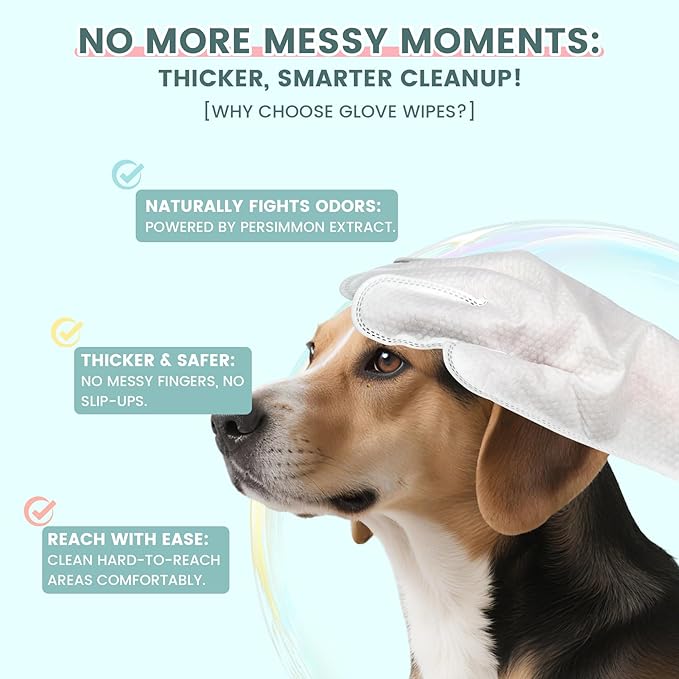 IMMHABI 50 PCS Pet Glove Wipes for Paws and Butt Large Puppy Wipes for Dogs Face and Body Dog Wipes Cleaning Deodorizing Cat Wipes Cleaning Fur and Butt Doggie Wipes Doggy Wipes Bum Dog Ear Wipes