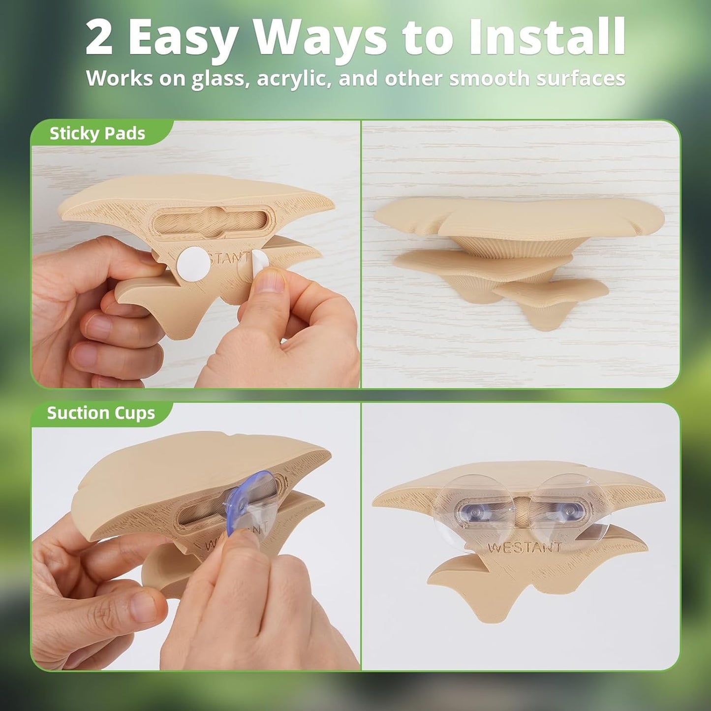 Mushroom Decor for Reptile Tank, Fish Tank, Pet-Safe Bearded Dragon Tank Accessories, Realistic Terrarium Plants for Leopard Geckos, Crested Geckos, Tree Frogs, Snakes (Forest, Trio Cap)