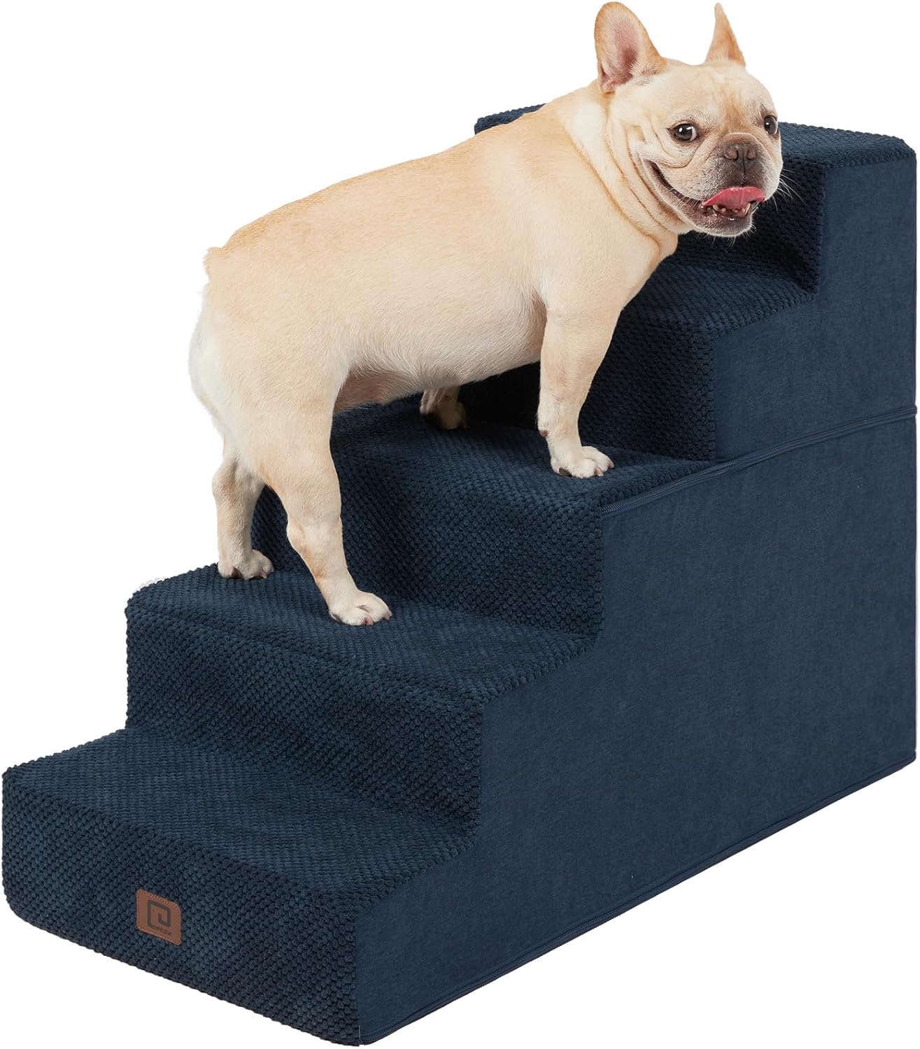 EHEYCIGA Dog Stairs for High Bed 22.5" H, 5-Step Dog Steps for Bed, Pet Steps for Small Dogs and Cats, Non-Slip Balanced Pet Ramp Indoor, Navy Blue
