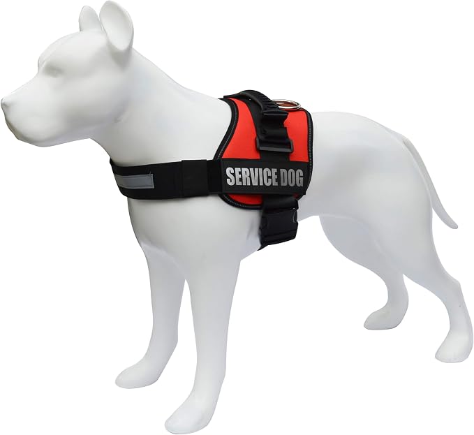 Service Dog Vest Harness – Reflective Service Animal Vest with Handle, No-Pull Adjustable Mesh Padding – XXS–XL – 2 Removable Patches. (Extra Large, Red)