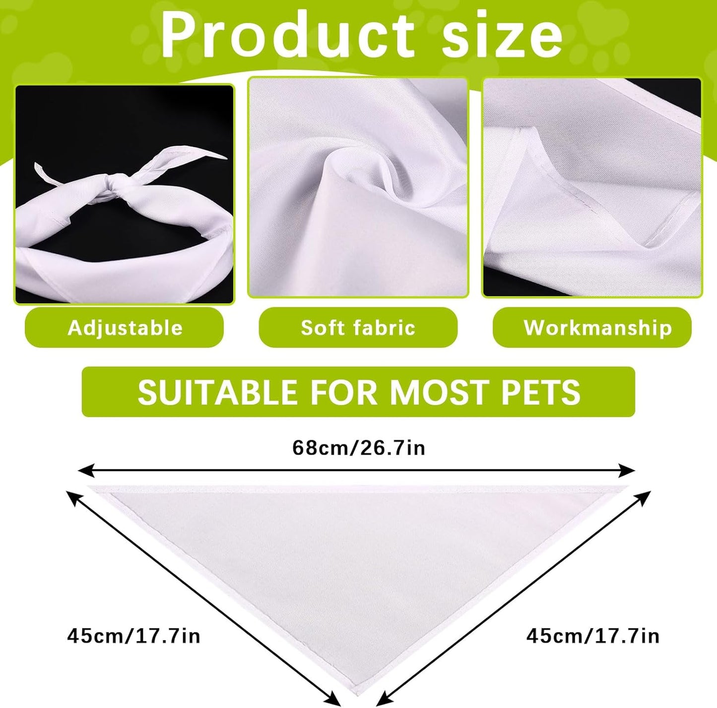 30 PCS Sublimation Blank Dog Bandana,DIY Custom Holiday Dog Scarf, Sublimation pet Triangle bib Handkerchief Accessories Tags Blanks Bulk