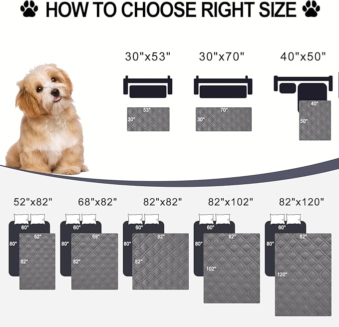 Smiry Reversible Waterproof Couch Covers for Sofa, Washable Dogs Pet Couch Covers for 3 Cushion Sofa Pet Friendly, Water Resistant Furniture Protector Slipcover, Geometric (82"x102", Grey/Dark Grey)