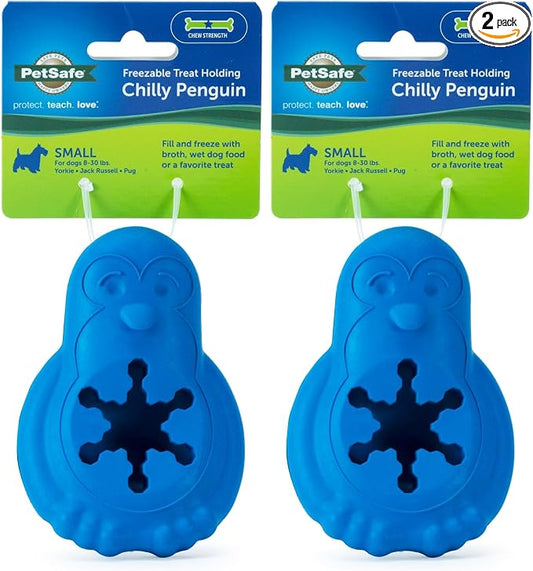 PetSafe Chilly Penguin-Freezable Dog Toy for Small Dogs-Fill and Freeze-Frozen Dog Toy to Fill with Treats-French Vanilla Scented-Interactive Pet Puzzle for Boredom or Separation Anxiety,(Pack of 2)