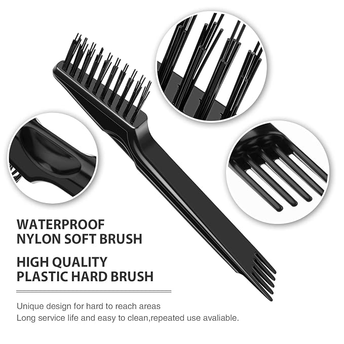 Boao 2 Pack Hair Brush Cleaning Tool,2-in-1 Comb Rake and Brush Cleaner for Removing Hair,Dust and Buildup,Mini Hairbrush Accessory for Home&salon(Black Color,Wooden Handle Rake)