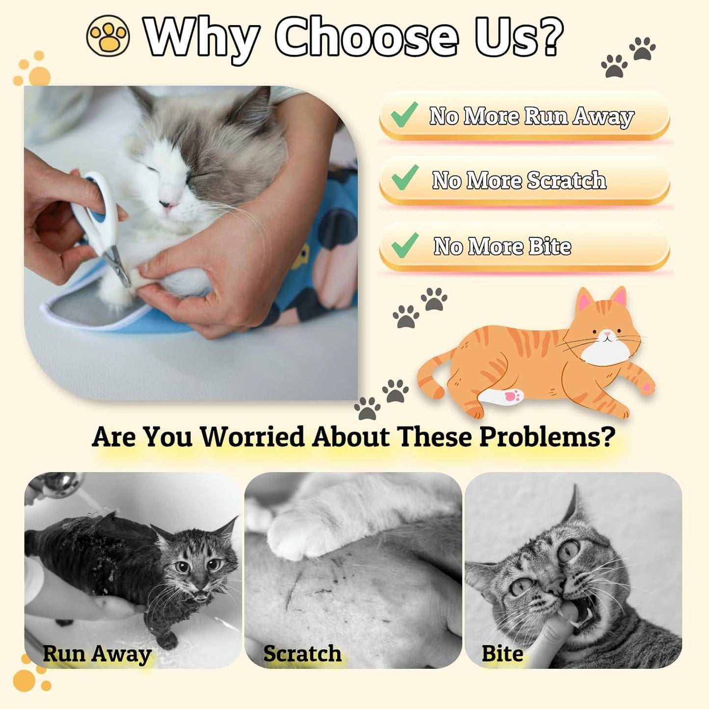 Cat Wrap for Grooming-Premium Cat Grooming Wrap Cat Restraint for Nail Clipping, Self-Adherent Soft Cat Blanket to Wrap Cat Anti-Scratch Anti-Escape Grooming Bag (Blue, M(Within 6lbs))