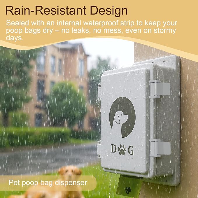 Wall Mounted Dog Poop Bag Dispenser - Heavy Duty Waterproof ABS Plastic Pet Waste Station, Indoor/Outdoor Holder for Yard, Patio, Garage & Lawn | Easy Access Design