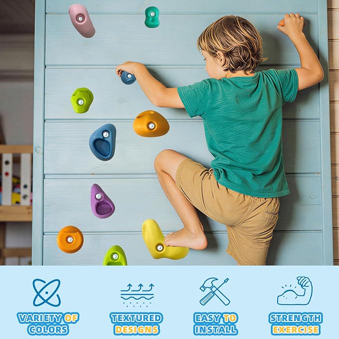 36 PCS Rock Climbing Wall for Kids,Rock Wall Climbing Holds,Adults Climbing Wall Grip Kits Holds Up to 230 lbs for Outdoor Indoor Home Playground Climbing Wall Holds（Pastel Color）