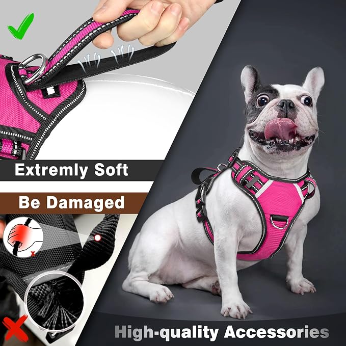 Service Dog Vest No Pull Dog Harness with 7 Dog Patches, Reflective Pet Harness with Durable Soft Padded Handle for Puppies, Small, Medium, Large, and Extra-Large Dogs