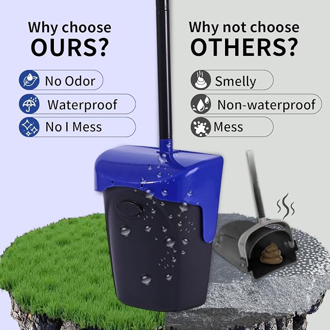 ienjoyed 43" Tall Pooper Scooper Large Swivel Bin & Rake with 100 Waste Bags,Heavy Duty Dog Pooper Scooper for Dogs, Long Handle Poop Scooper with Lid for Yard, Grass, Gravel (Blue)