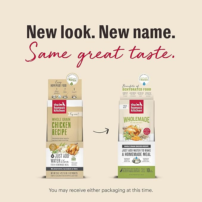 The Honest Kitchen Human Grade Wholemade™ Dehydrated Whole Grain Chicken Dog Food, 1.5 oz x10