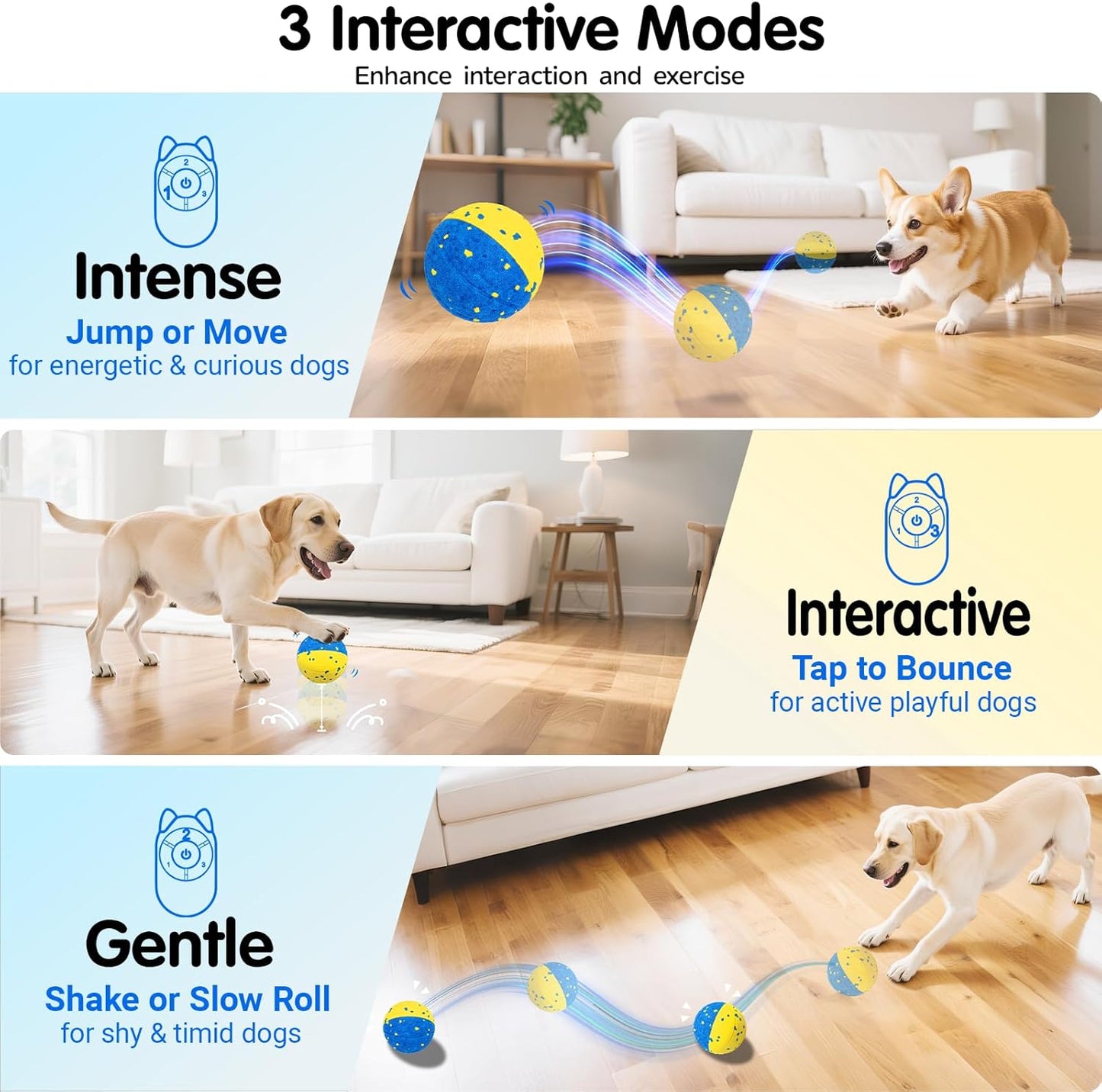 Dog Ball Smart Interactive Dog Toy with Remote Control,Automatic Moving,Bouncing and Rotating 3 Modes,E-TPU Material Aggressive Chewers,IPX7 Waterproof,Rolling Ball for Large Medium Dogs