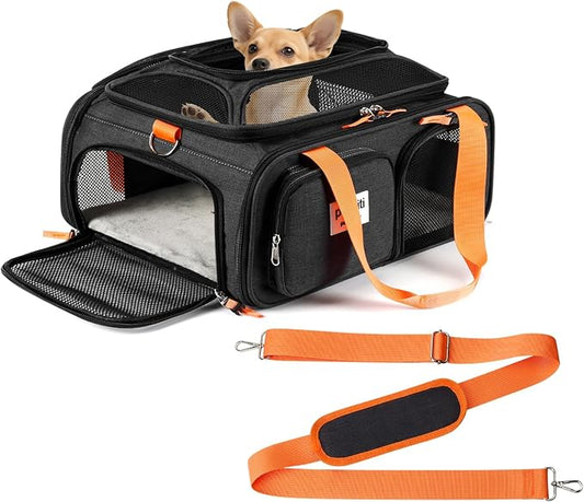 pidipiti 17x13x8 Frontier Allegiant Breeze Airlines Approved top Expandable pet Carrier for Extra-Small Dog/Small cat,Weight up to 5 lbs,Length Shorter Than 16''