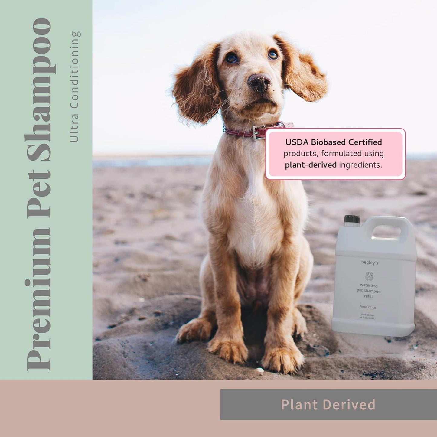 Begley's No Rinse Waterless Pet Shampoo, Bathless Cleaning, Deodorizing, and Odor Removal for a Shiny, Fresh Smelling Coat - Effective for Dogs, Puppies, and Cats - Refill, Fresh Oatmeal Mango