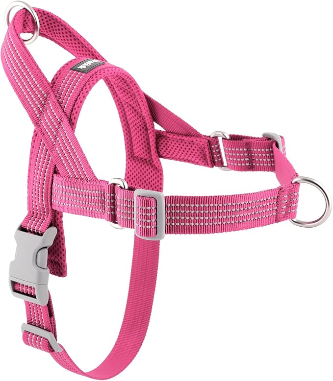 No Pull Dog Harness with Handle, Adjustable Soft Mesh Padded Vest | Reflective Walking Harness with Front Clip for Small Medium Large Dogs, Quick Fit No Escape for Training, Pink, S