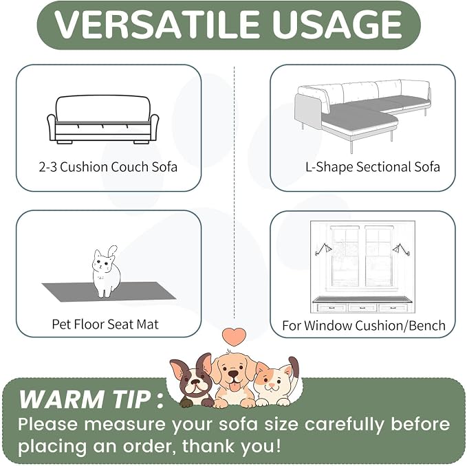 OTOB Couch Covers for Dogs Washable, Non Slip Plush Sofa Cover Kids Pet Friendly Furniture Protector, All Seasons Soft Cozy Fuzzy Sofa Slipcovers Dog Bed Mats (Dark Gray, 31.5" x 63.0'')