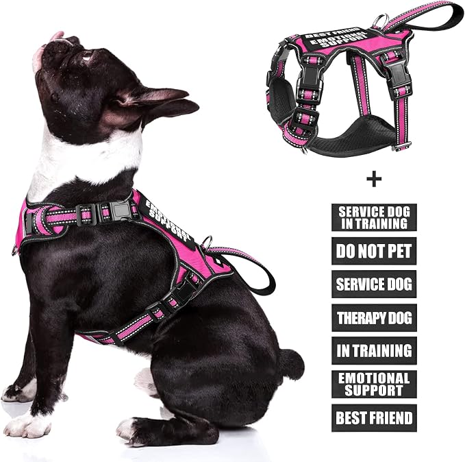 Service Dog Vest No Pull Dog Harness with 7 Dog Patches, Reflective Pet Harness with Durable Soft Padded Handle for Puppies, Small, Medium, Large, and Extra-Large Dogs