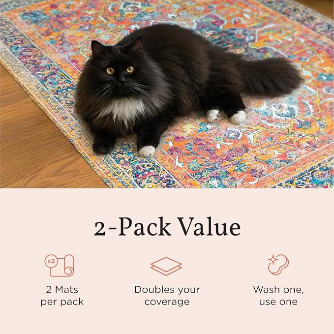 Lovewag Cat Litter Mat, Litter Box Mat, Mystic Fuchsia, 36x48, 2 Pack | Washable litter mat cover, kitty litter mat & cat mat for litter box, litter trapping mat, prevents tracking, multi-cat